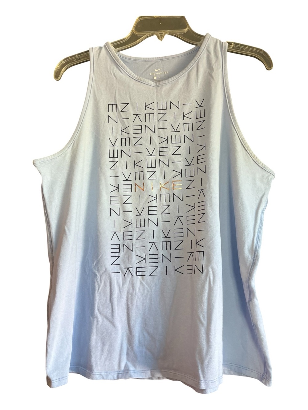 Nike Light Blue Repeat Block Logo Muscle Tank Top Size L Fall 2018 Rare